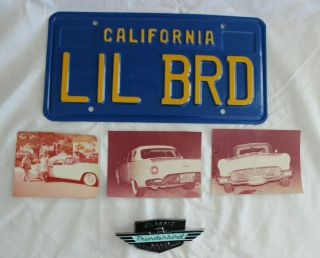 Vintage California Vanity License Plate Lil Brd & Classic Thunderbird Club Badge