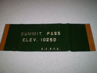 Vintage Summit Pass United States National Park Service Embossed Sign