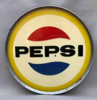 1960s Pepsi Button Sign Vintage Fountain Dispenser Vending Machine Advertising