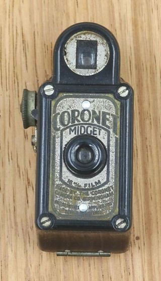 Vintage Coronet Midget Black Bakelite 16mm Film Camera With Case