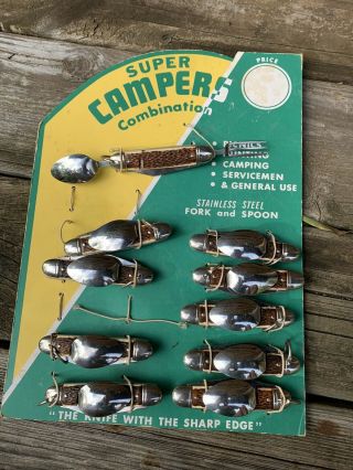 Vintage Colonial Usa Camper Nos Old Stock Store Display With 10 Knives