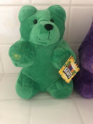 Two Gummy Bear Candy Plush Green and Purple Street Players Holding Corp NWT 2