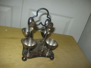 Silver Plate Egg Cup And Spoon (4)
