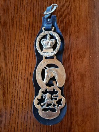 Horse Brass Medallions (3) On Leather Strap