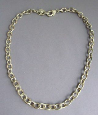 Chunky Judith Ripka Sterling Key To My Heart Lock Cz Rolo Chain Necklace 18 "