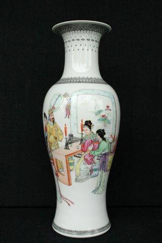 Great Late Republic Chinese Famille Rose Vase With Figures