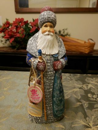 G.  Debrekht Santa Russian Hand Carved Wood Santa Figurine 141/300 1999