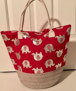 - Delta Sigma Theta Inspired Red Tote Bag With Silver Elephants