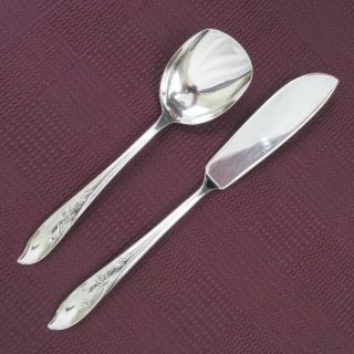 1847 Rogers Bros Springtime Sugar Spoon And Butter Knife Silverplate