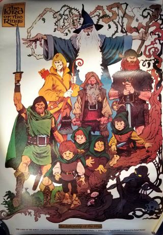 Lord Of The Rings Vintage Poster Animated 1978 Frodo Gandalf Legolas Gollum Arag