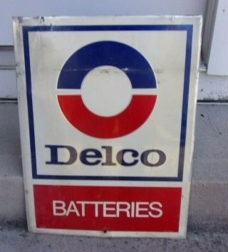 Vintage " Delco Brakes " 2 Sided Metal Sign 18 " X 24 "