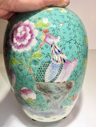 Antique Chinese Peranakan Nonya Straits Phoenix Bird Flower Porcelain Jar Vase 2 2