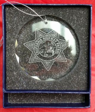 California Highway Patrol Chp Logo Premier Crystal 3 " Ornament Made In The Usa