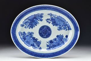 Chinese Export Blue And White Fitzhugh Porcelain Platter 18th / 19th Century 1