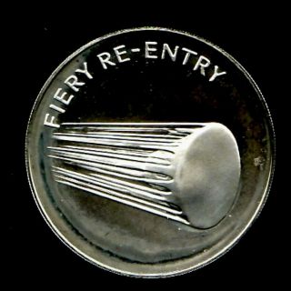 Apollo 13 Space Flown To The Moon Material Large Silver Coin - Fiery Re - Entry