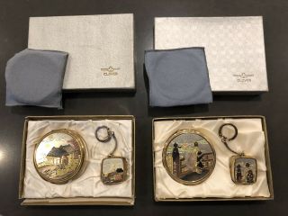 Sanko Music Box And Compact Set X 2 Japanese Keychain Clover Trade Mark