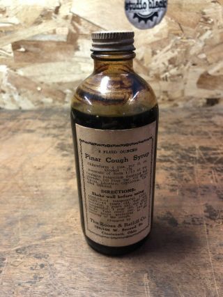 Vintage Pinar Cough Syrup Bottle 8oz Old