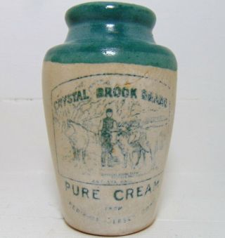 Green Top Crystal Brook Pure Cream Pot From Theydon Bois Essex C1900 