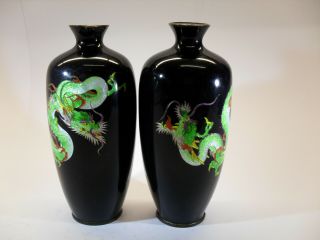 Antique Japanese Ginbari Cloisonne Vases With Dragons.