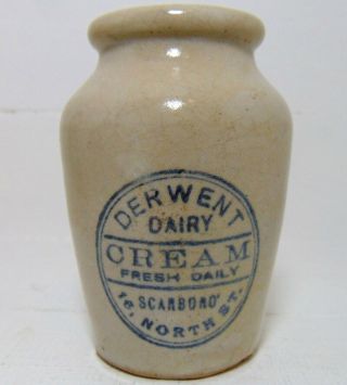 Small Cream Pot From The Derwent Dairy Of Scarborough,  North Yorkshire C1900 