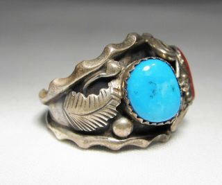 ESTATE Large Vintage Navajo Sterling Silver Ring Signed Lucy C C1753 2