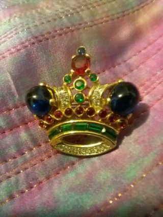 Vintage Trifari Crown Brooch Royal Jewels Alfred Philippe Pin