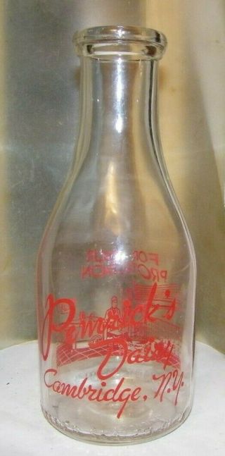 Vintage Milk Bottle Qt.  Pyro - Pemrick 