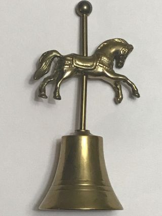 Vintage Solid Brass Bell With Horse Labeled Enesco