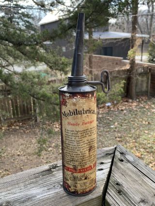Rare Vintage Mobilubricant Handy Package 1 Lb Tube Metal Oil Can Gas Sign