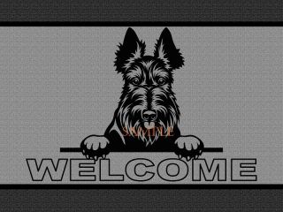 Scottish Terrier Dog Breed Peeking Over Welcome Home Doormat Door Mat Floor Rug