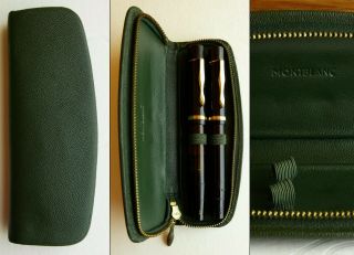 Montblanc 2 Pen Green Case For 126,  136,  146 Set 1930 - 40s Size 6.  Rare.