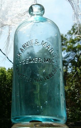 Skarvie & Mars Quart Hutch Hutchinson Bottle.  Bessemer Michigan Mich,  Mi Soda.