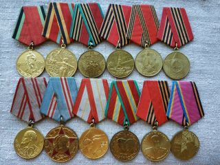 Veteran Ww2 Set Of 12 Ussr Soviet Russian Military Medal
