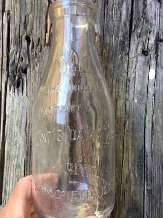 Rare Illinois Dairy Company Of Springfield Illinois Quart Milk Bottle
