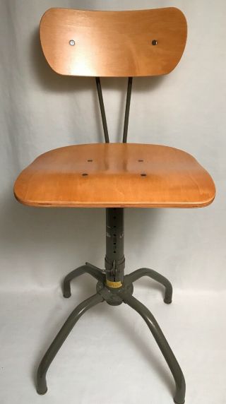 Vintage Bevco Industrial Maple Plywood Chair Adjustable Height 16 " - 23  Euc