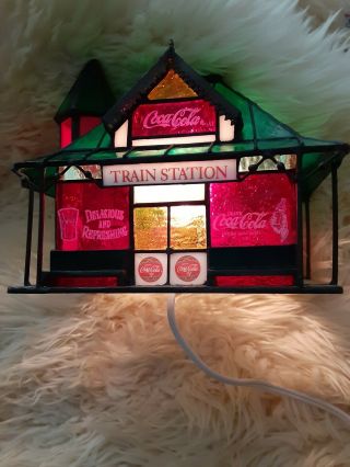 1997 The Coca - Cola Stained Glass Train Station - Lights Up - Franklin