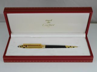 Cartier Panthere Black Lacquer And Gold Plated Ballpoint Pen