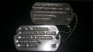 Vntg Notched Type 2 Wwii Us Army Military Dog Tags M.  D.  Robinson Northville,  Ny