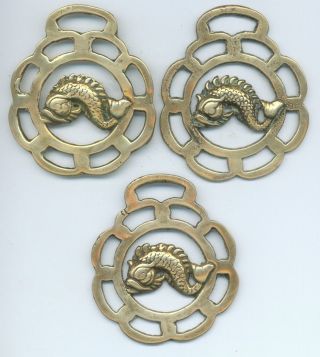 Heraldic Dolphin Vintage Horse Brasses (5807) (special Postal Deal For 3)
