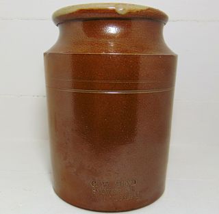 G.  W.  Hind Of Silver St Gainsborough Lincolnshire Salt Glaze Jar C1880 