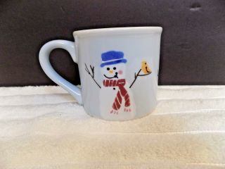 Hartstone Pottery Vtg Stoneware Mug Snowman Snowlady & Snowkid Hot Chocolate Usa