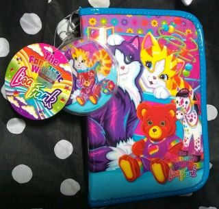 Vintage Lisa Frank Playtime Kittens Toys Zip Up Planner Binder W/ Tag Pen Pouch