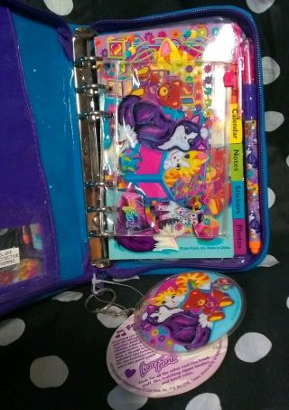 Vintage Lisa Frank Playtime Kittens Toys Zip Up Planner Binder W/ Tag Pen Pouch 2