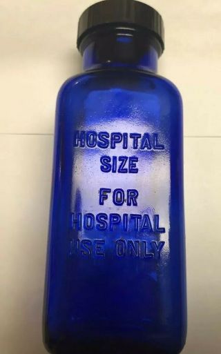 Cobalt Blue Physicians Bottle “for Hospital Use Only“,  1930’s