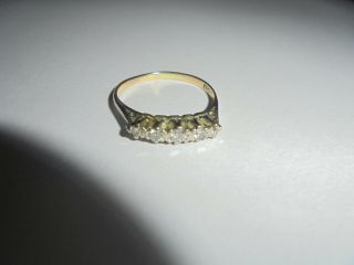 Vintage Five Stone Natural Diamond Ring Set In 18ct Gold & Platinum.  Size N.  1.  7g