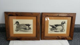 Set Of 2 Vintage Wood Duck Prints Signed