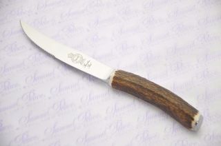 One Stag/antler Handle Steak Knife Made In Sheffield England