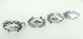 Crab Pewter Napkin Rings Set Of 4 Nautical Sea Made In Canada Gift Box
