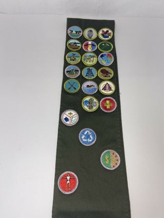 Vintage Boy Scout Merit Badge Sash With 22 Merit Badges Bsa