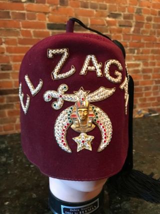 Vintage El Zagal Masonic Freemasonry Shriners Fez Hat Size 7 1/4
